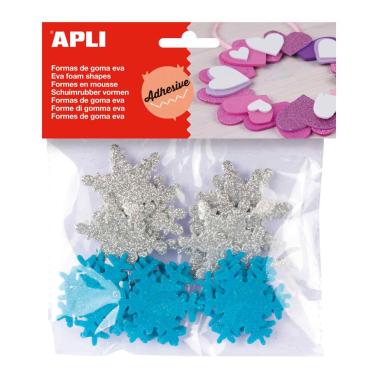 Apli - gomma eva glitter - fiocchi di neve - 22 pz