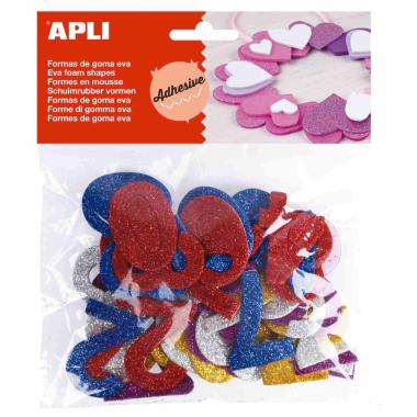 Apli - gomma eva glitter - numeri - 50 pz