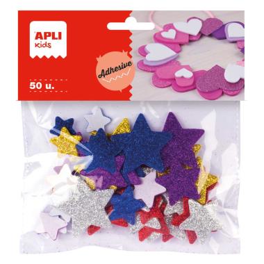 Apli - gomma eva glitter - stelle - 50 pz