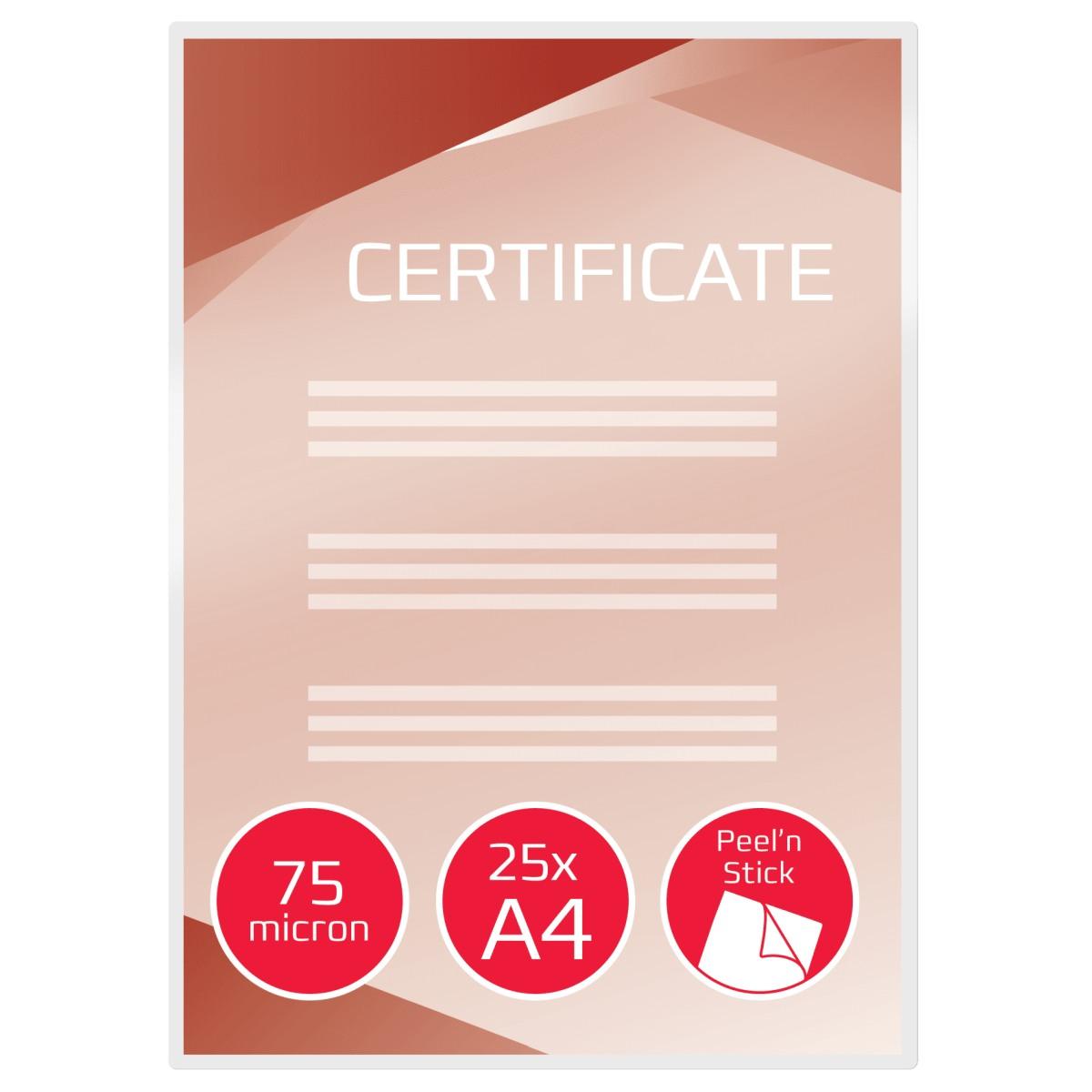 Gbc pouch peel n' stick autoadesive - a4 - 75 micron - 25 pz