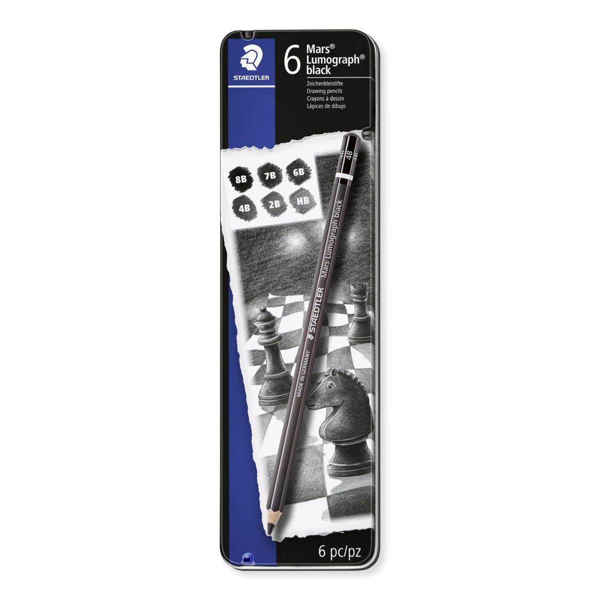 Mars® lumograph® black 100b matite tipo carboncino (8b - hb) - astuccio 6 pz