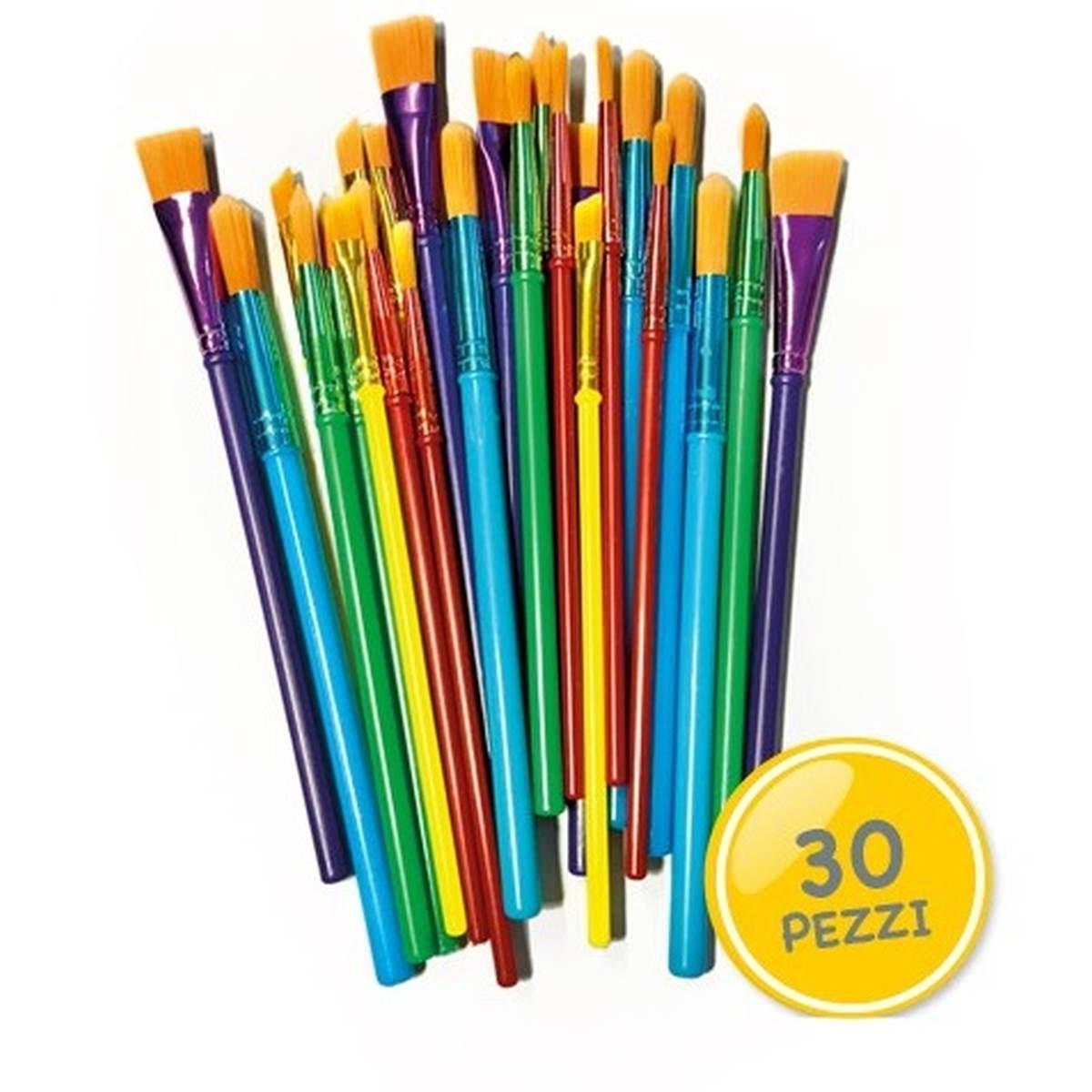 Pennelli sintetici pack 30 pz - punte assortite tonde e piatte