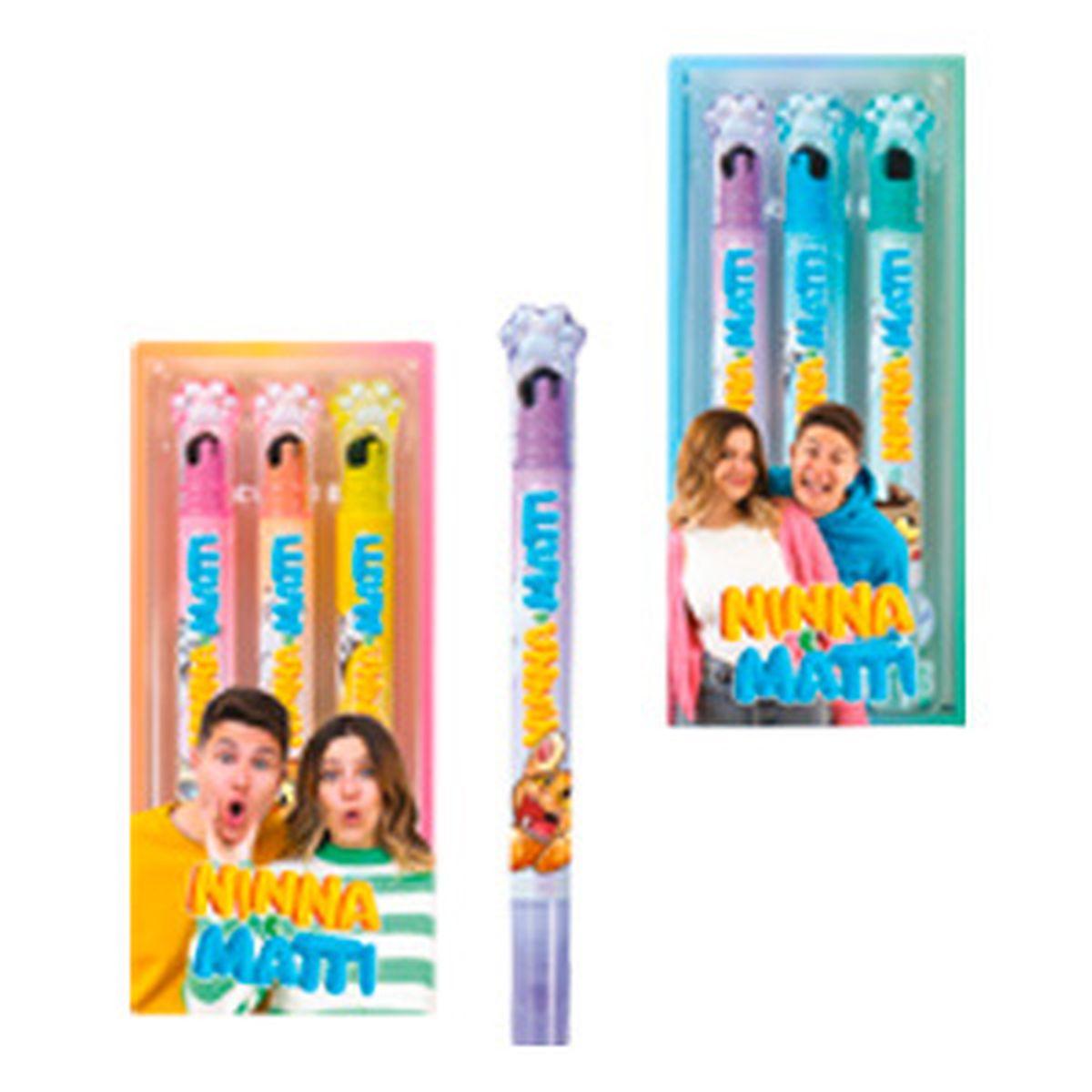 Ninna e matti evidenziatori glitter con timbro - 3 pz