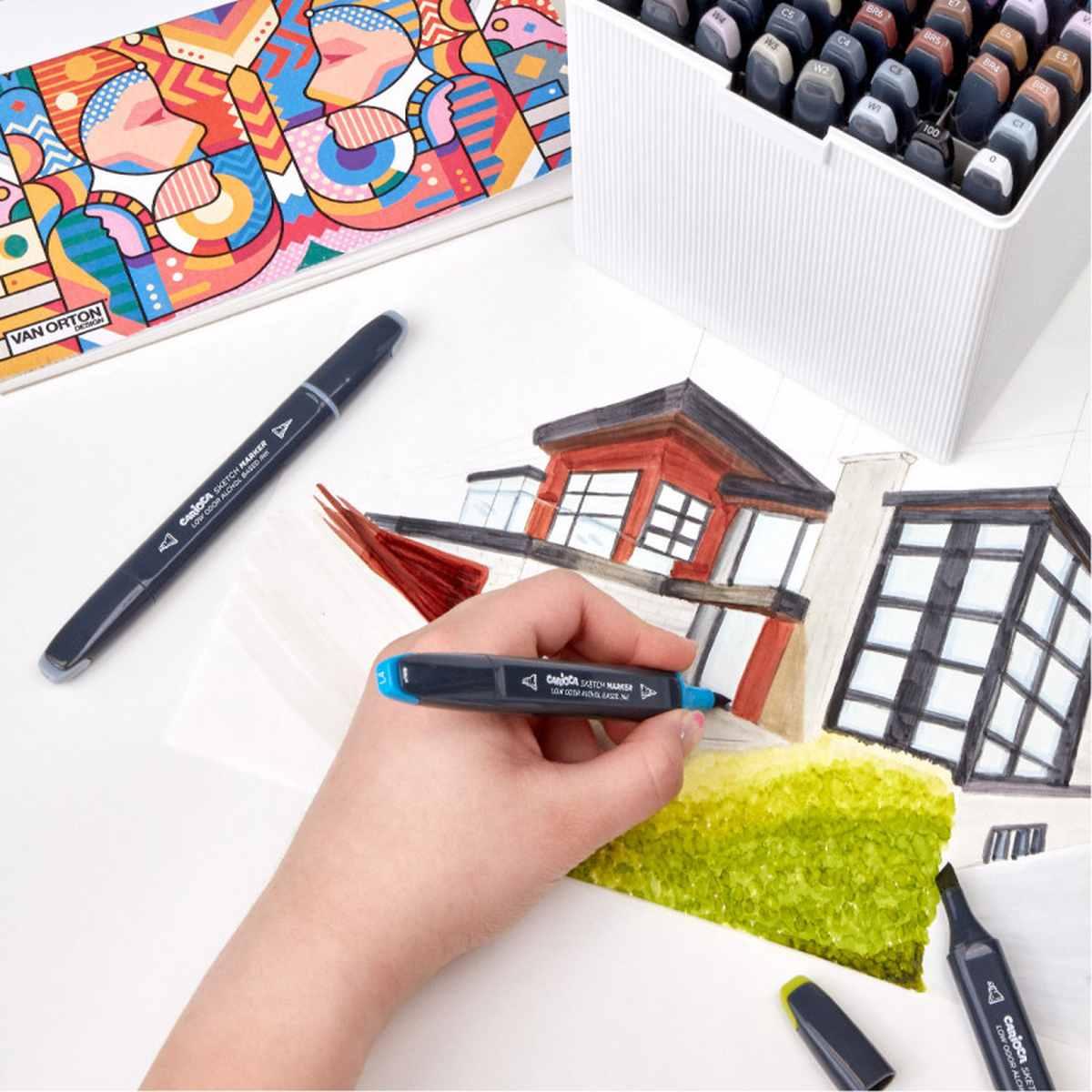 Carioca plus sketch marker box rigida colori assortiti - 80 pz