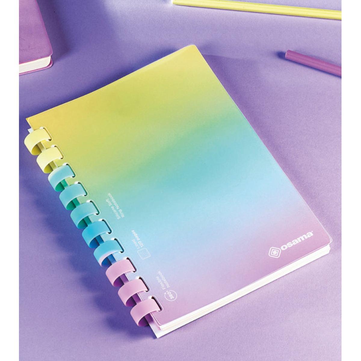 Quaderno spirale pp senza fori a5 80 gr. 120 fogli 1 rigo rainbow pastel osama