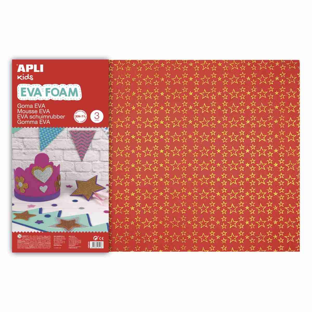 Apli gomma eva stelle glitterate stampate 40 x 60 cm x 2 mm