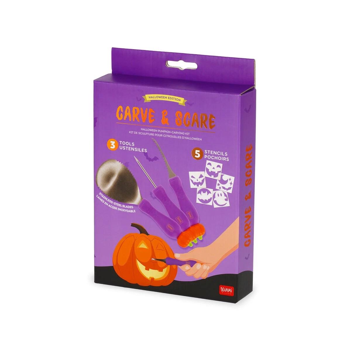 Legami - kit per intagliare zucca di halloween - carve & scare