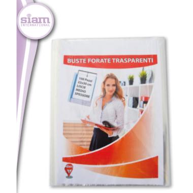 Siam - buste a4 forate trasparenti - spessore medio - 100 pz -