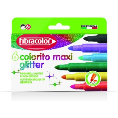 Pennarelli colorito maxi glitter - 6 pz