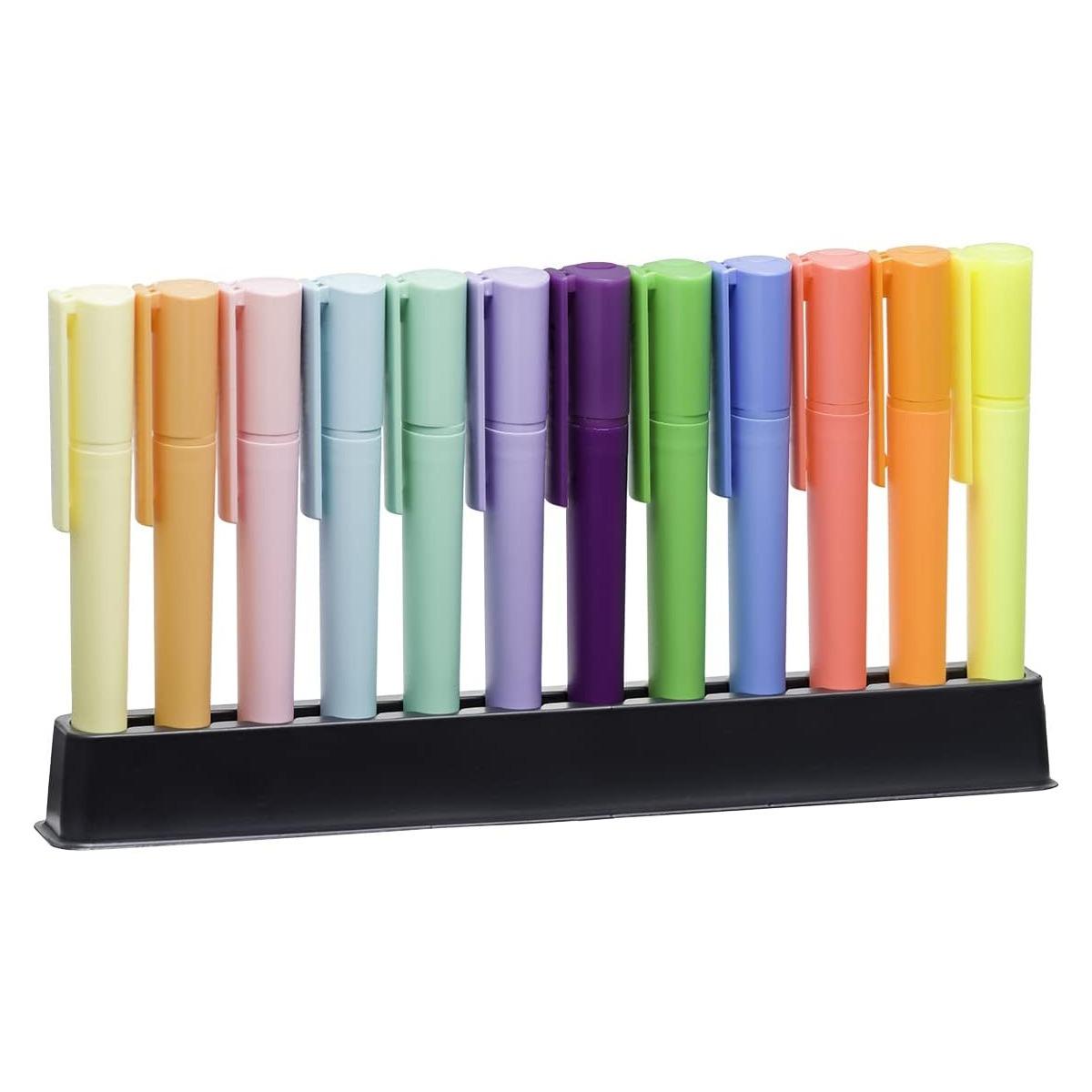 Hi-text evidenziatori 7200 note-it - desk 12 pz  - punta scalpello - colori pastello e fluo