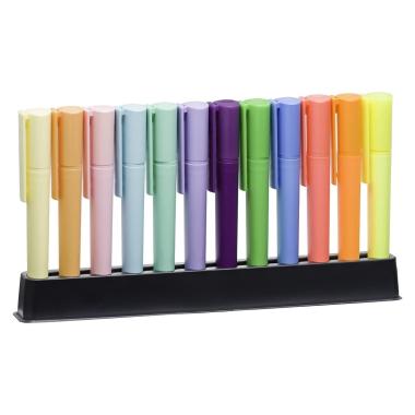 Hi-text evidenziatori 7200 note-it - desk 12 pz  - punta scalpello - colori pastello e fluo