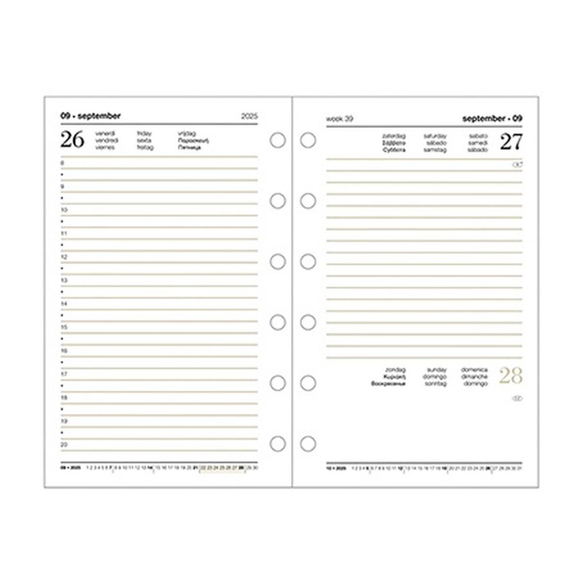 Ricambio organizer giornaliero - 6 fori - 7,8 x 12,3 cm