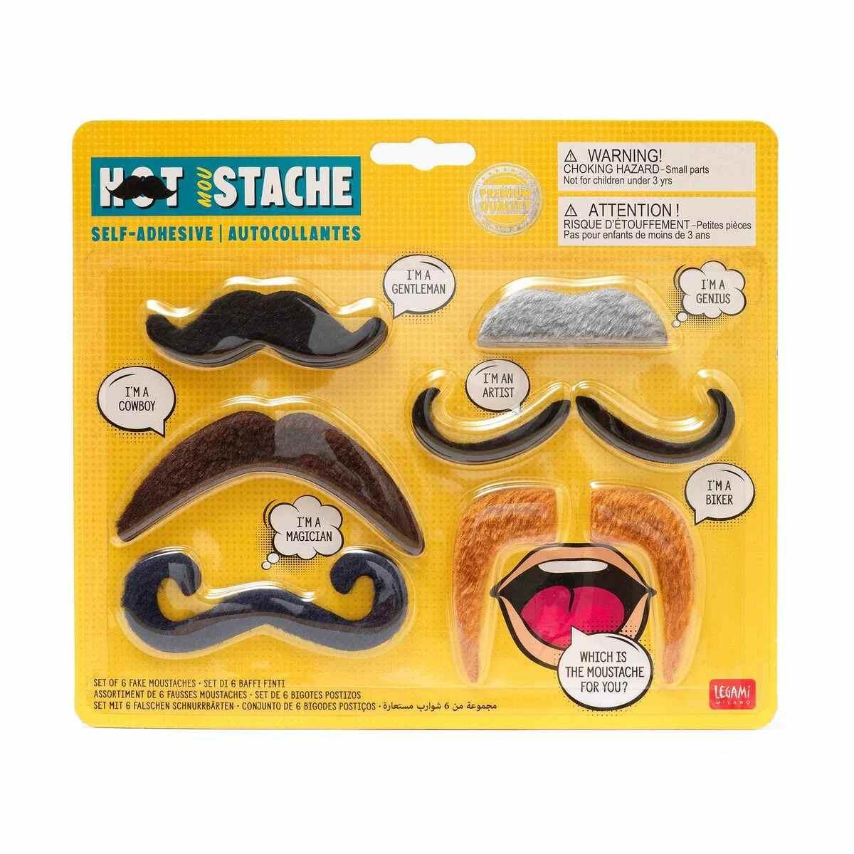 Legami set di 6 baffi finti autoadesivi - hot mou-stache