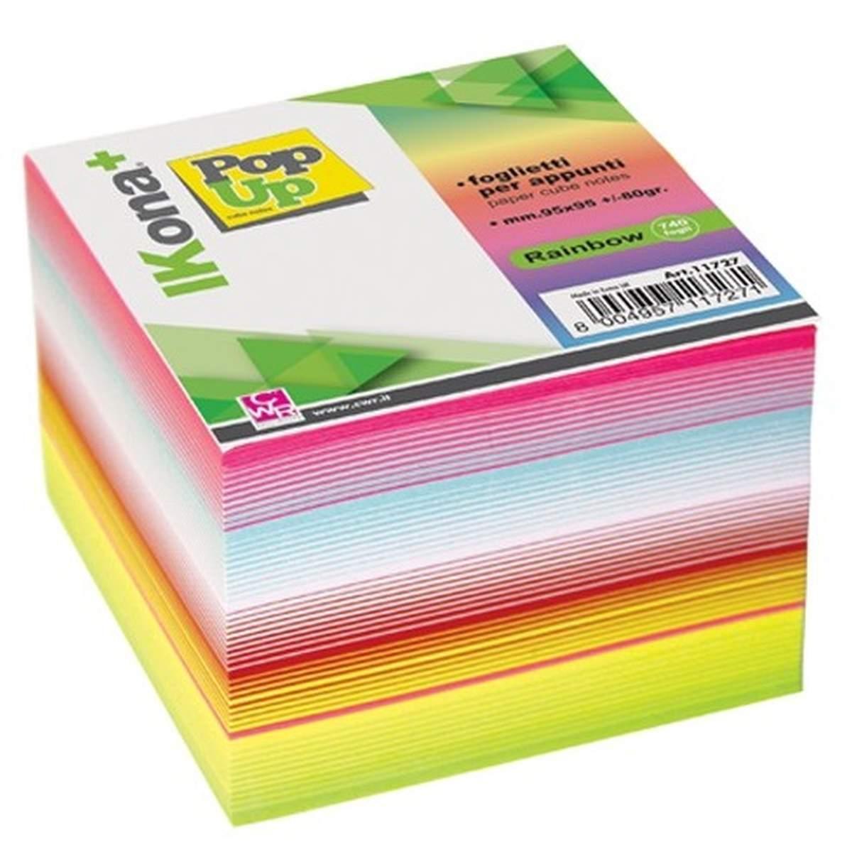Ikona+ - pop-up cubo carta per appunti - 740fg - 95 x 95 mm - rainbow