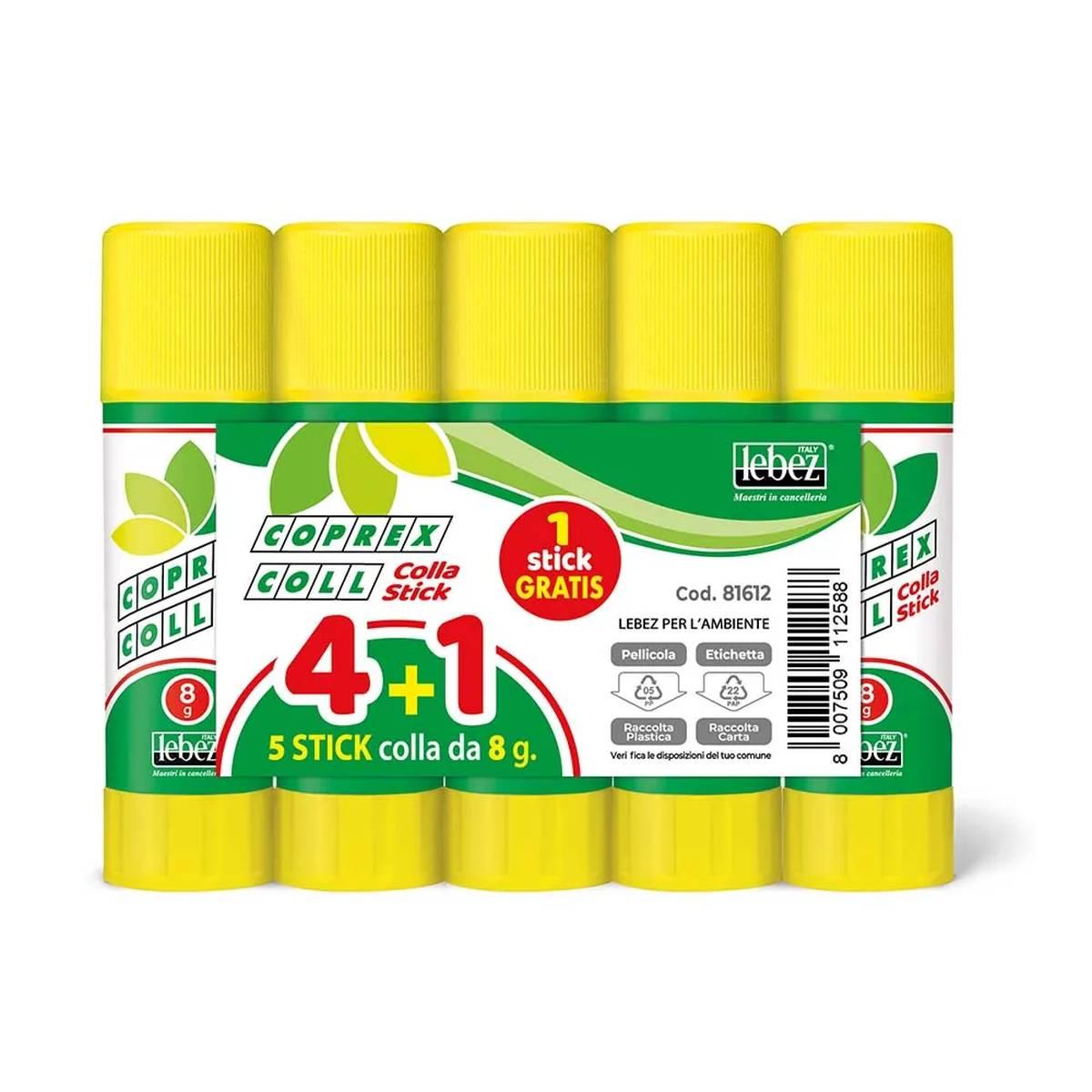 Lebez - colla stick coprex 8 gr - set 4 + 1 - pack 6 pz
