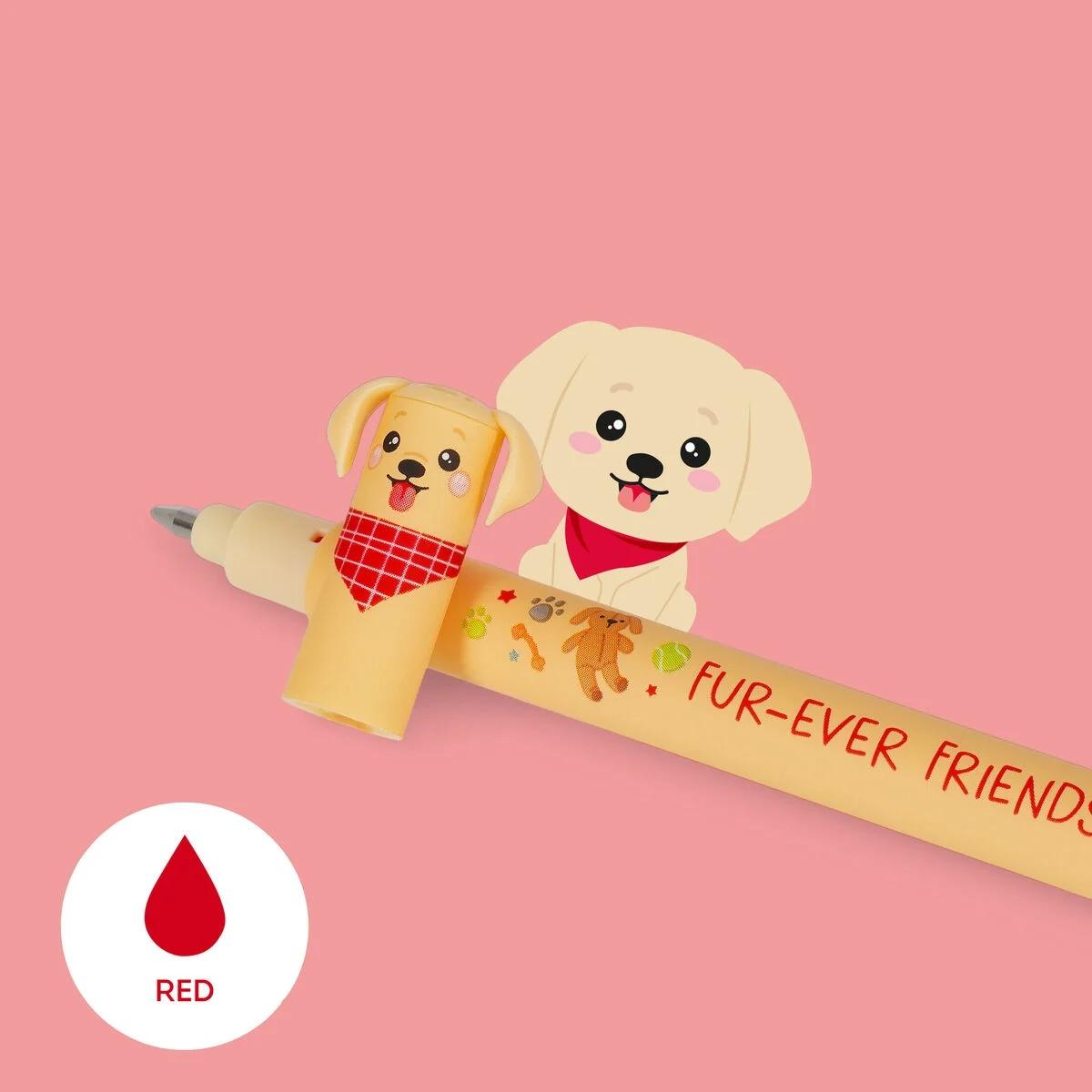 Legami set di 3 penne cancellabili - fur-ever friends - golden + bulldog + poodle