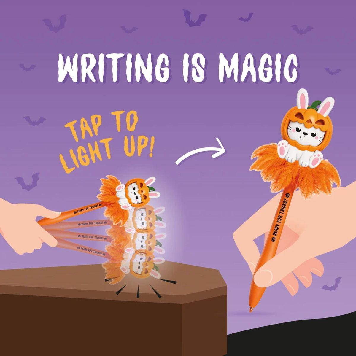 Penna a sfera luminosa - pumpkin bunny - writing is magic