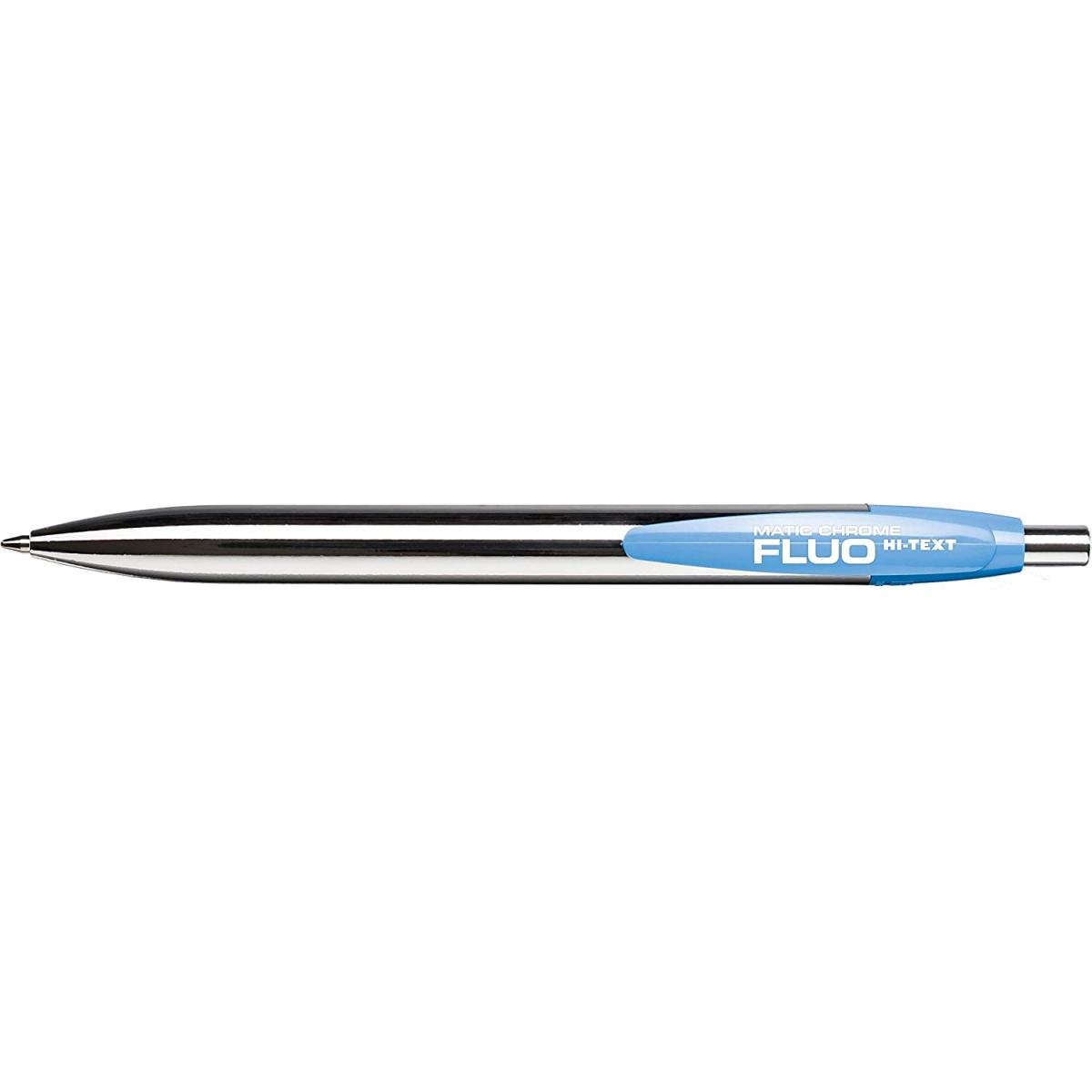 Hi-text matic chrome fluo 908 - penna a scatto - tratto 1 mm - inchiostro blu