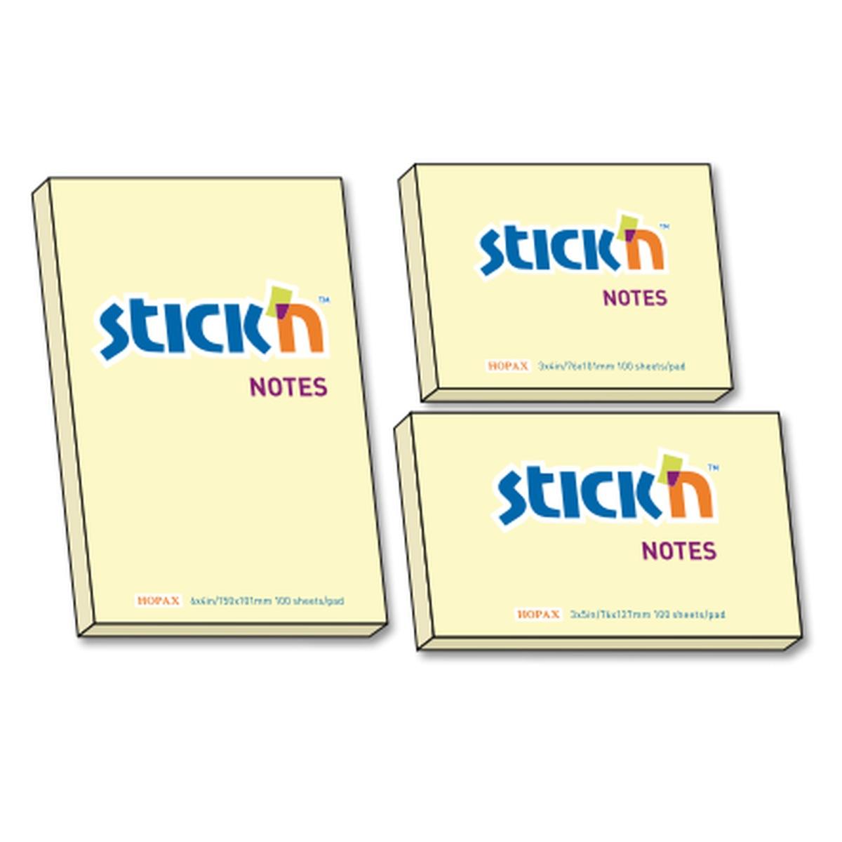 Stick'n - foglietti adesivi rimovibili - 76 x 127 mm - 100  fg - gialli