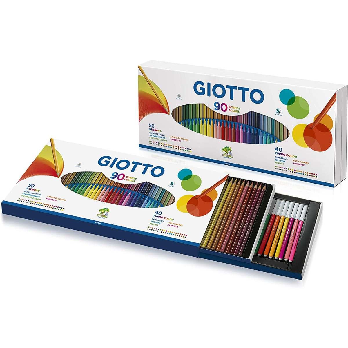 Giott0 90 colori: scatola 50 pastelli Ø 3,3 mm giotto stilnovo e 40 pennarelli giotto turbo color