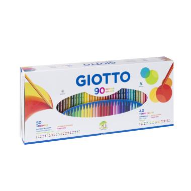 Giott0 90 colori: scatola 50 pastelli Ø 3,3 mm giotto stilnovo e 40 pennarelli giotto turbo color