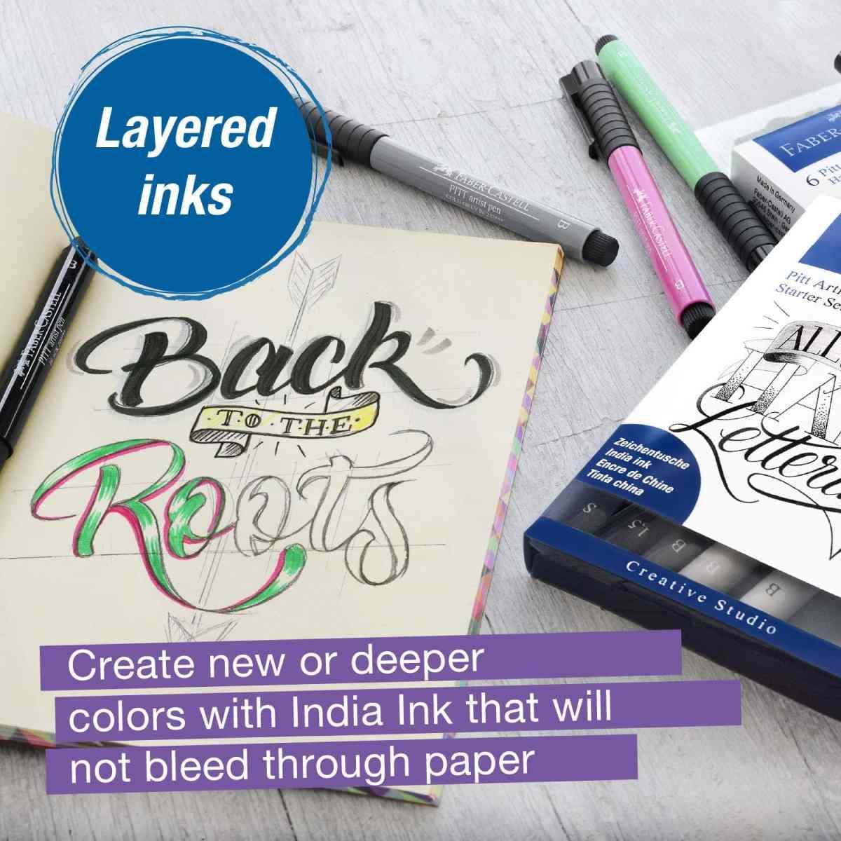 Faber-castell - hand lettering set - 4 pitt artist pens - for the love of letters