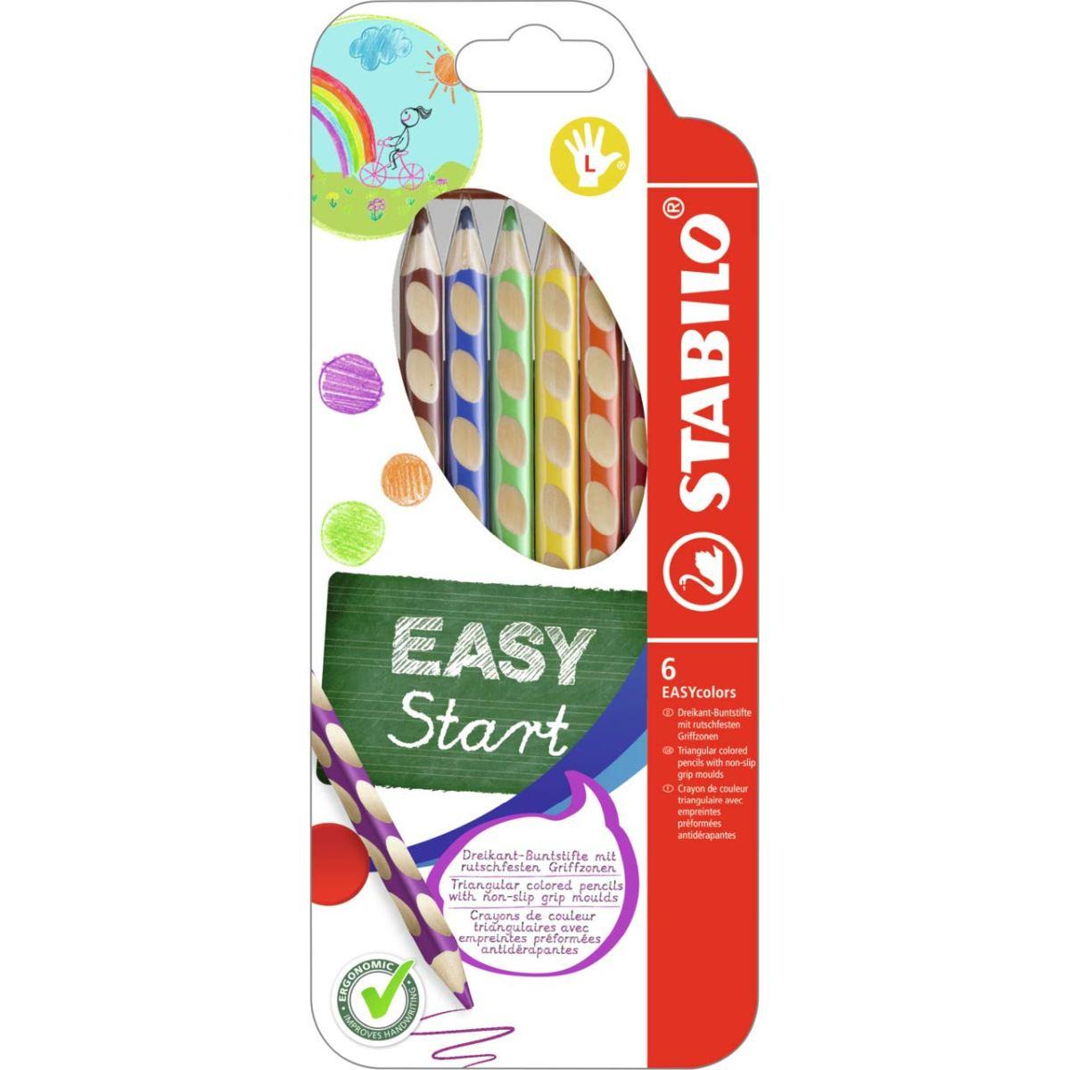 Stabilo easycolors pastelli ergonomici per mancini - 6 colori