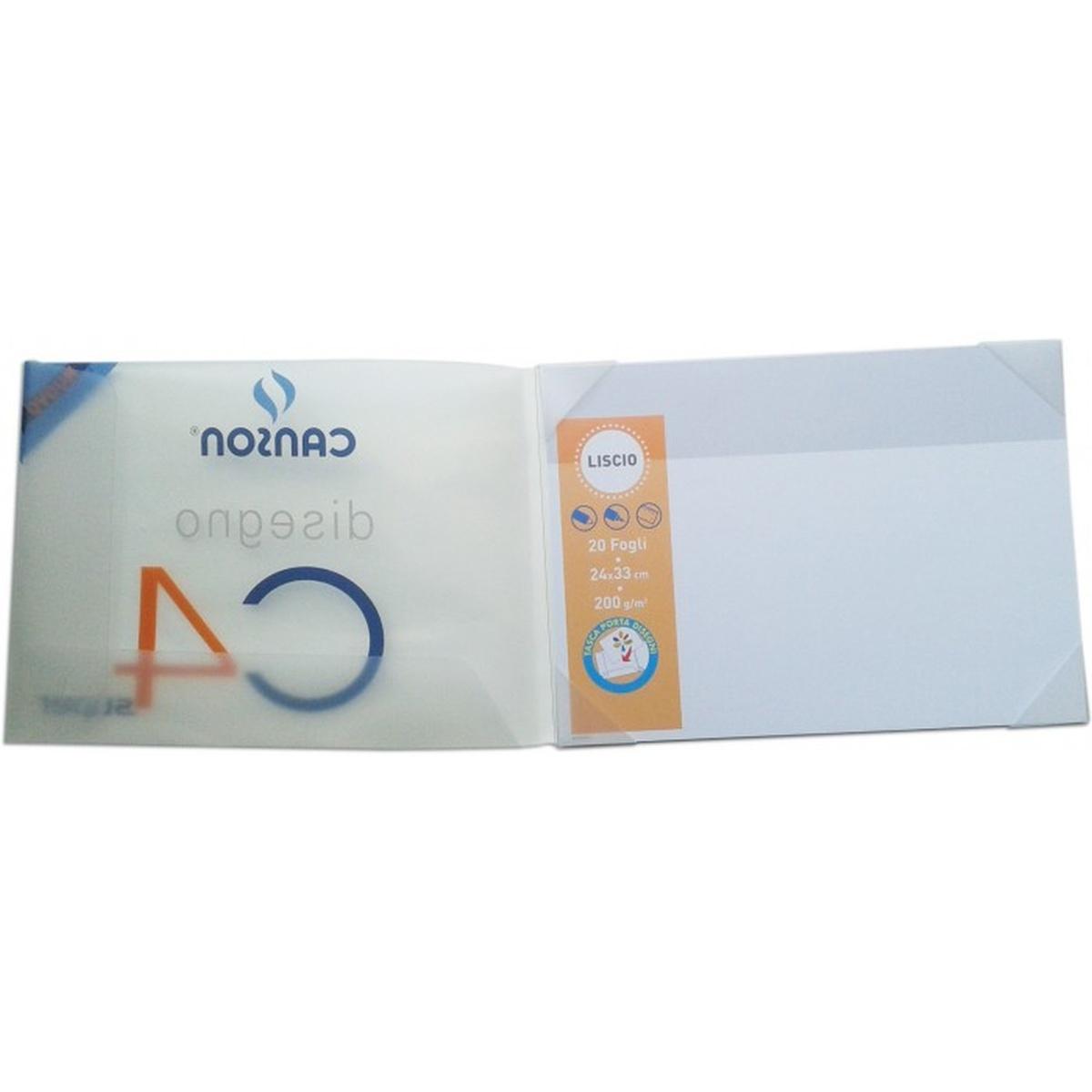 Canson - album disegno liscio c4 super - con custodia in polipropilene - 4 angoli - formato 24 x 33 cm - 20 fogli -  carta 200 gr