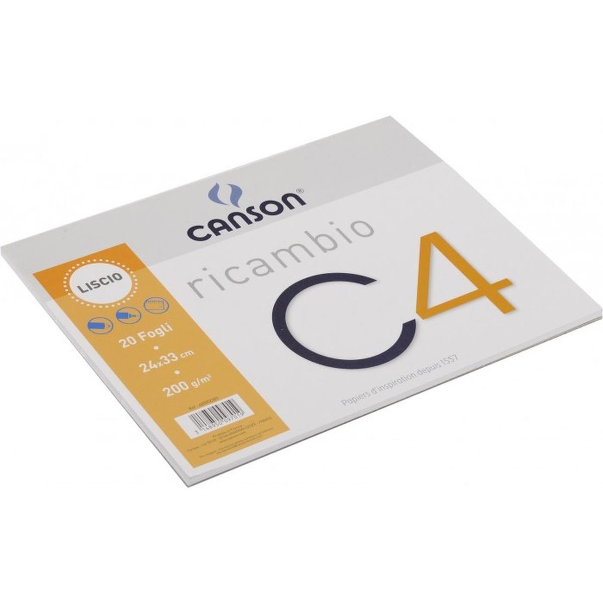 Canson - album disegno liscio c4 super - con custodia in polipropilene - 4 angoli - formato 24 x 33 cm - 20 fogli -  carta 200 gr