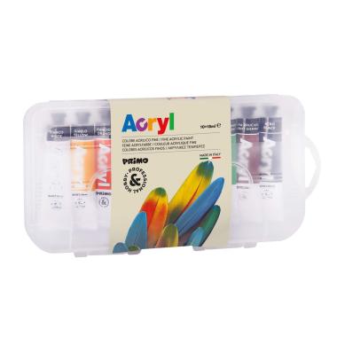 Primo - acryl - colori acrilici fine - tubetto alluminio da 18 ml - confezione da 10 tubi