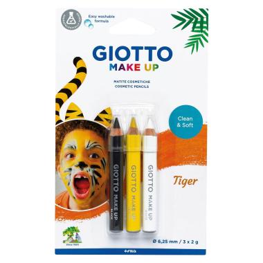 Giotto make up - tris (bianco - nero - giallo) tematici bimba/o - tigre - studiati per un trucco completo e veloce in pochi passaggi