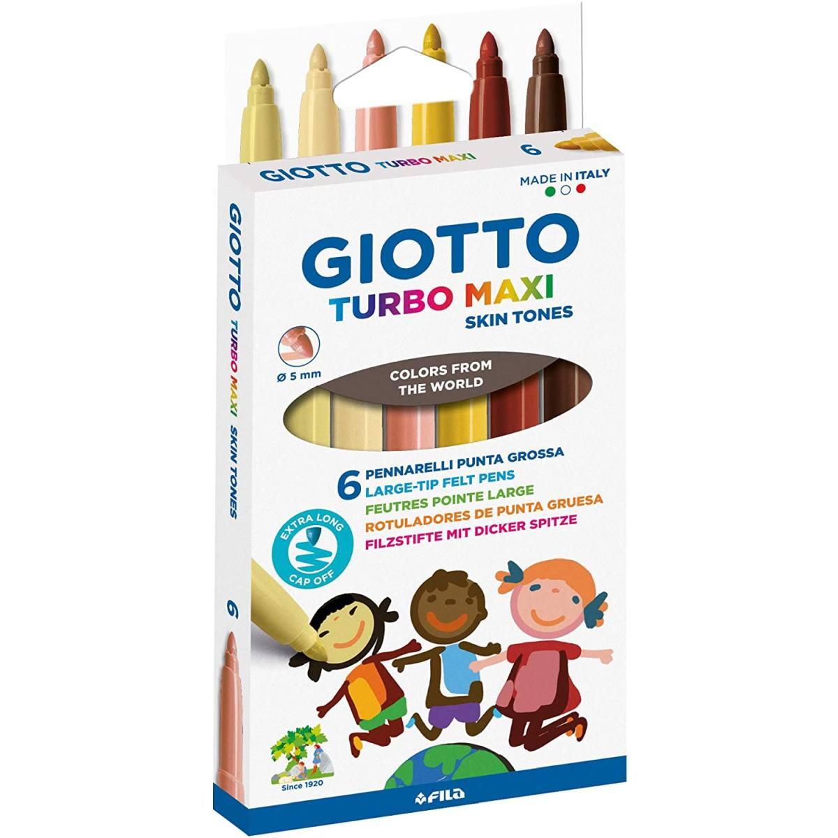 Giotto, turbo maxi skin tones - colori della pelle - astuccio da 6 pz