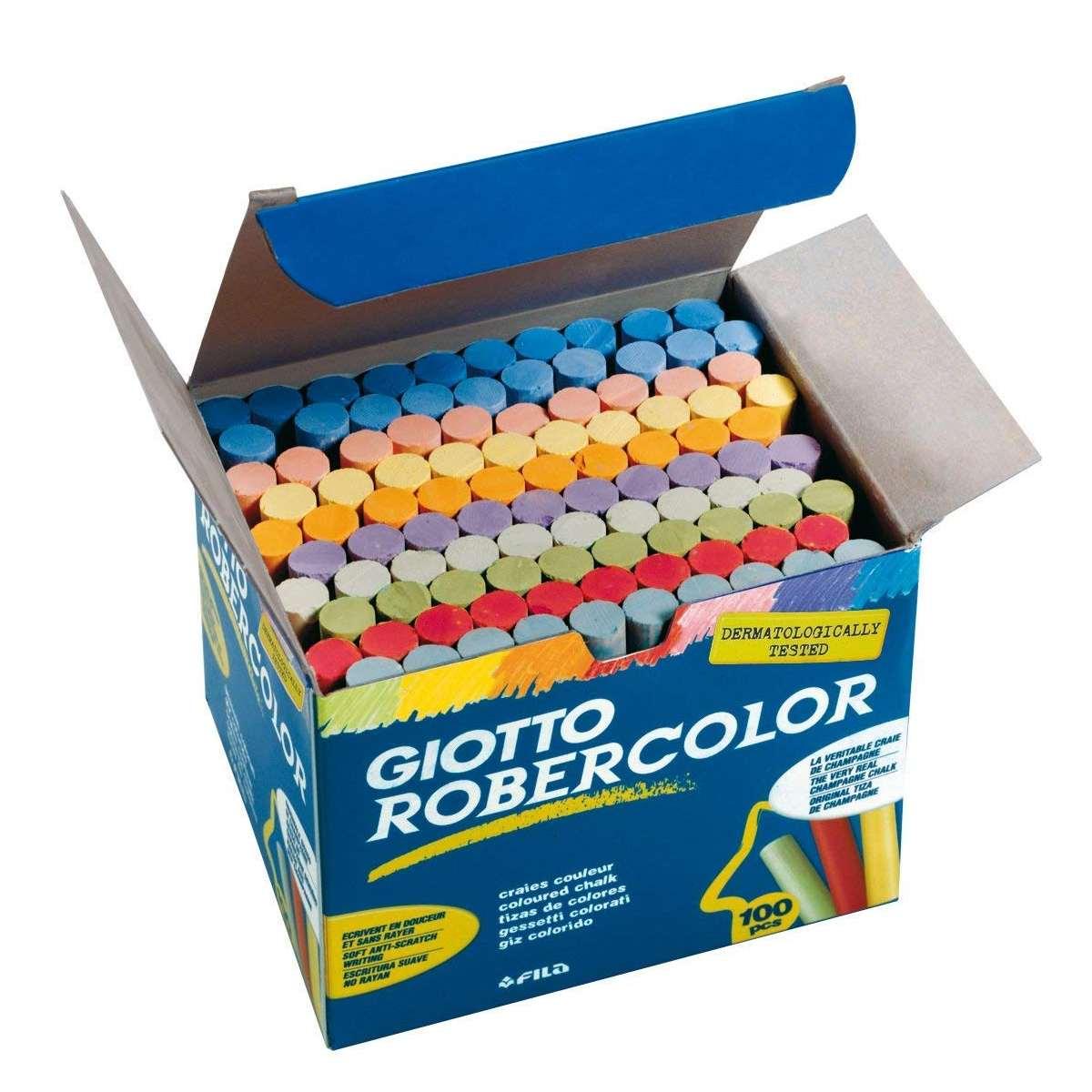 Giotto robercolor - gessi colorati - Ø 10 mm - 80 mm lungh - astuccio 100 pz