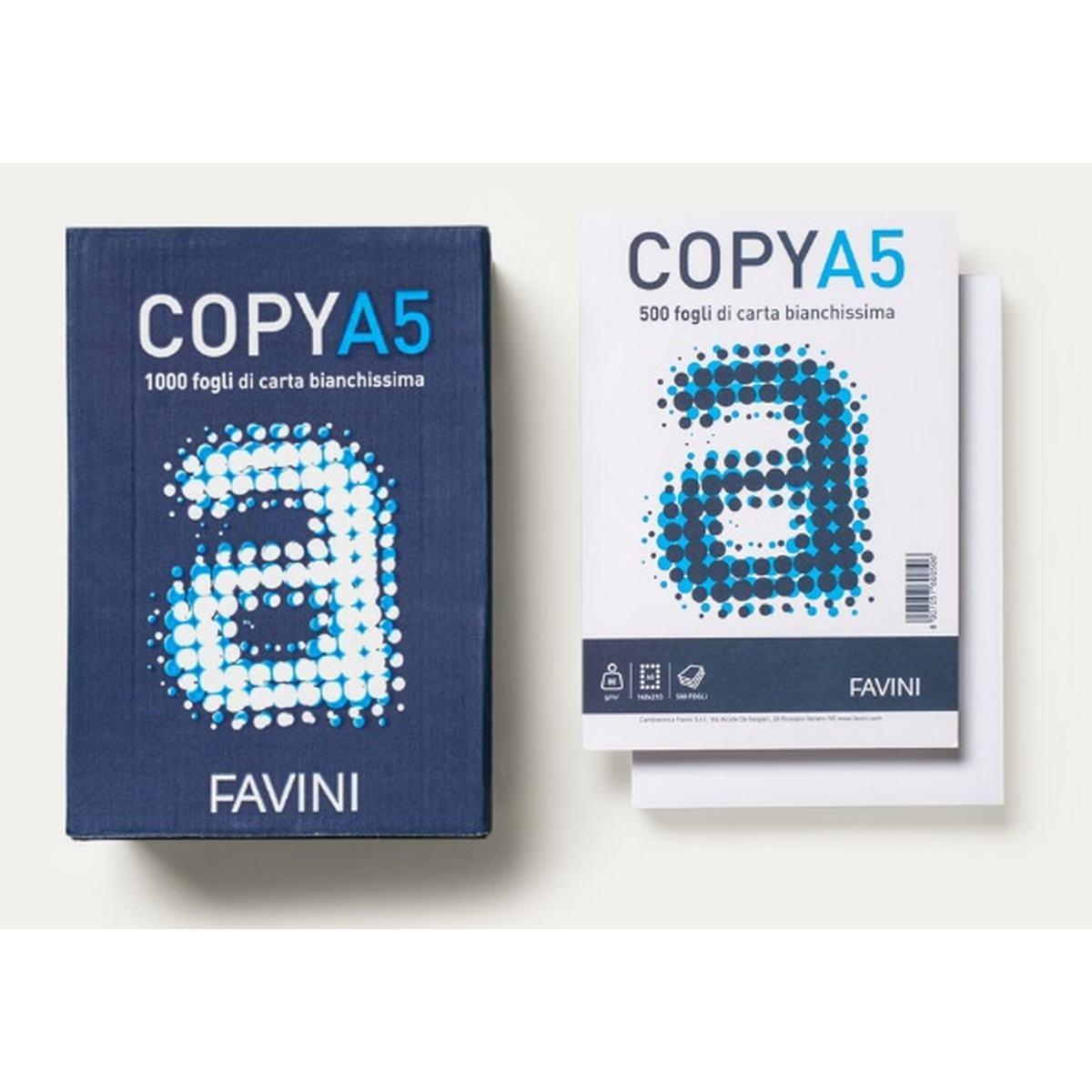 Favini copy a5 - risma carta bianca - 80 gr - 500 fg - a5 (14,8 x 21 cm)