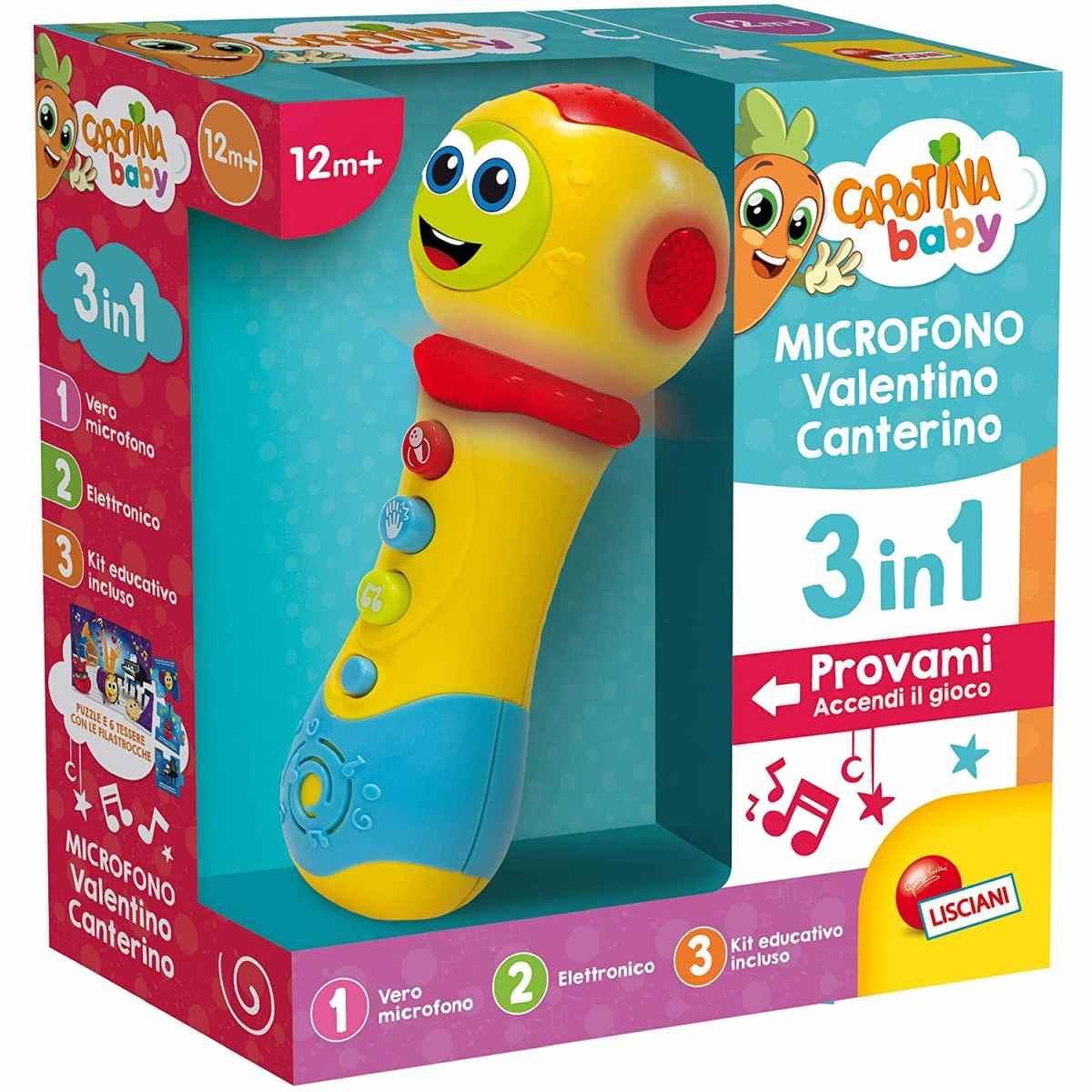 Carotina baby giocattolo microfono valentino canterino 3 in 1