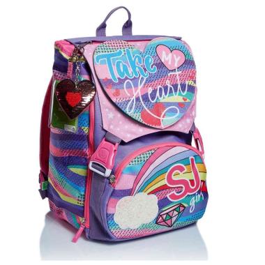 Schoolpack sj gang pastel rainbow - zaino sdoppiabile big + astuccio 3 zip