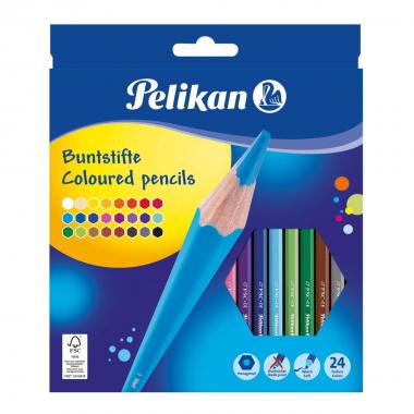 Pelikan - pastelli esagonali laccate - astuccio da 24 matite colori brillanti
