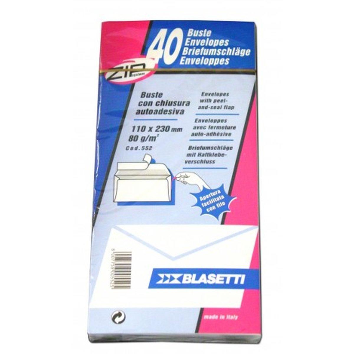 Blasetti - buste bianche uso mano - 80 gr - 110 x 230 mm - senza finestra - 40 pz